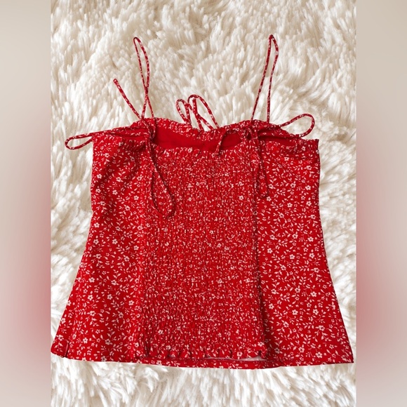 Zara Red and White Smocked Bustier Camisole - Picture 4 of 8